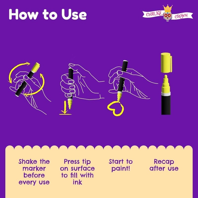 CHALKY CROWN لوحة قائمة الطعام المغناطيسية القابلة للمسح الجاف للثلاجة تشمل 4 أقلام طباشير سائلة - مخطط الوجبات الأسبوعي، قائمة التسوق ودفتر ملاحظات لمطبخ الثلاجة - مغناطيس سبورة 15.6" x 11.6" - Image 4